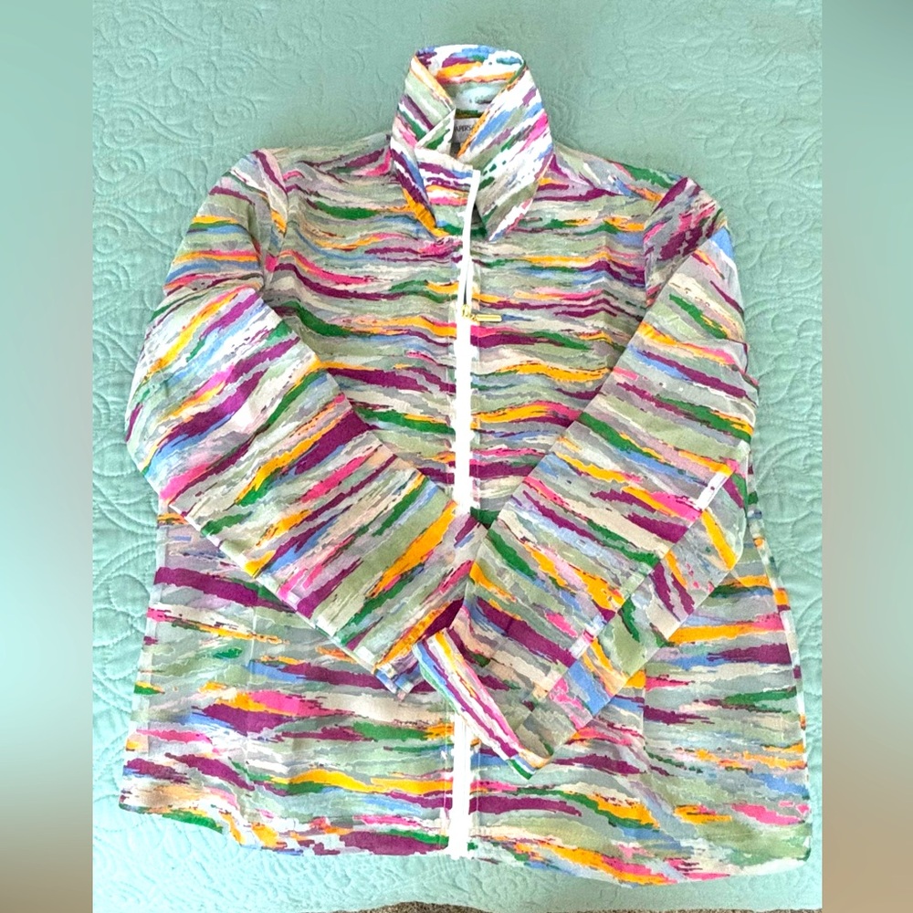 Colorful Striped Women's Burnout Jacket